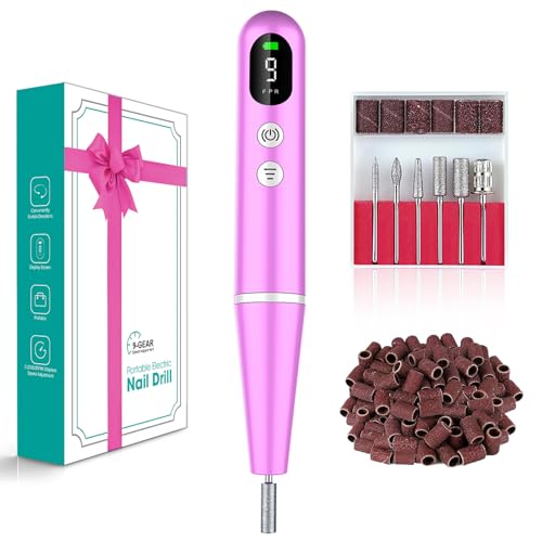 Electric Nail Drill File with LED Display - 9 Speed Cordless Electric Nail File Portable Nail Drill Machine for Acrylic Gel Nails,Rechargeable Hand Feet Trimmer Buffer Tool for Women Men Baby