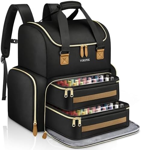 YOREPEK Extra Large Nail Polish Organizer Case Backpack Holds 96 to 100+ Bottles(15ml/0.5 fl.oz) UV Nail Lamp,Nail Organizers and Storage with 2 Removable Pouches Fits Nail Stuff,Gift for Manicurist