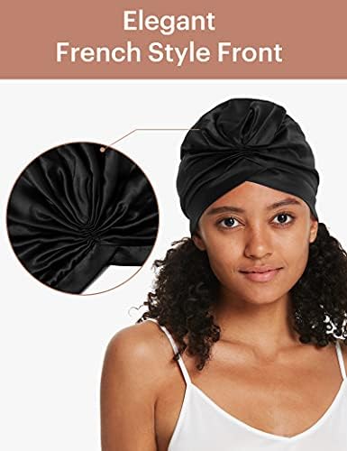 LilySilk Silk Bonnet for Sleeping Womens 100% Mulberry Silk Sleep Cap Hair Wrap for Curly Long Hair