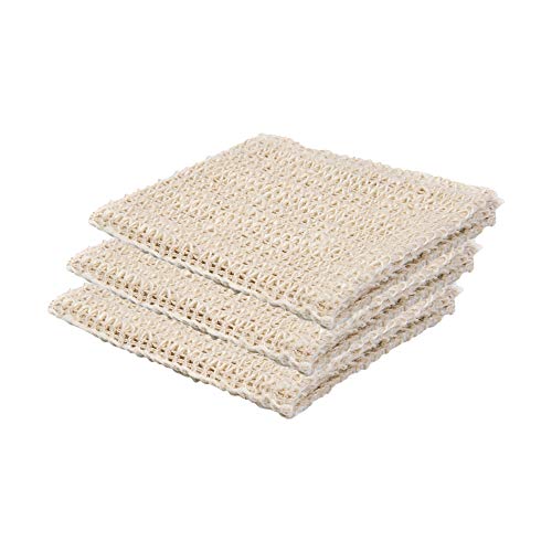 Shea Radiance Sisal Exfoliating Washcloth- 100% Renewable Sisal Fiber - Eco Friendly & Biodegradable Body Scrubber (3 Pack)