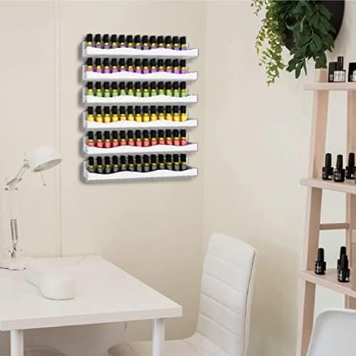 YMVV 15" Nail Polish Racks Wall Mounted Shelf,6 Pack White Acrylic Nail Polish Organizer Nail Supplies for Nail Techs,Great Display for Salons Retailers