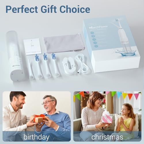 Marchpower Innovative 2-in-1 Electric Toothbrush with Water Flosser – Ultrasonic Cleaning, Compact Travel Design, 3+3 Modes, IPX7 Waterproof, USB-C Rechargeable, with 3 Dupont Brush Heads & 1 Jet Tip