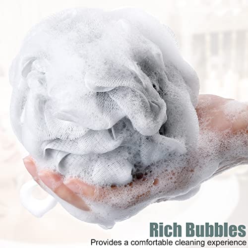 Shellwei 32 Pcs Bath Sponge Shower Loofahs Bulk 60 g Charcoal Large Mesh Puff Soft Scrubber for Men and Women Exfoliating Shower Pouf Balls with Bathing Accessories