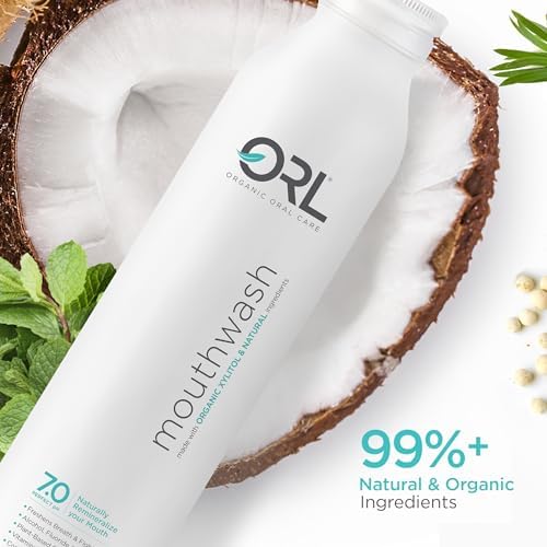 ORL Natural & Organic Alcohol-Free Mouthwash Uniquely Formulated to Clean Your Mouth, Whiten Your Teeth, Strengthen Tooth Enamel with 7.0 pH Balance. Eco-Friendly Aluminum Bottle. 16.9 oz.