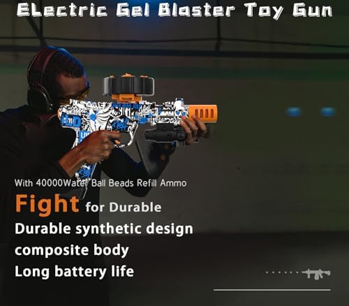 Electric Gel Ball Blaster, High Speed Automatic Splatter Ball Blaster with 60000+ and Goggles, JIFTOK Rechargeable Splatter Ball Toys for Outdoor Activities Shooting Game Party Favors-bl pstl
