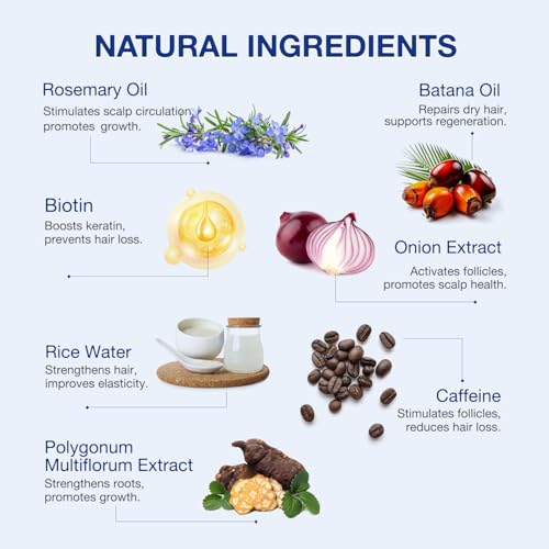 VENANOCI Hair Growth Oil Spray: with Rosemary, Biotin, Batana Oil & Rice Water – Natural Anti-Hair Loss Treatment for Thinning Hair – Promotes Thicker, Fuller Hair for Women & Men – All Hair Types
