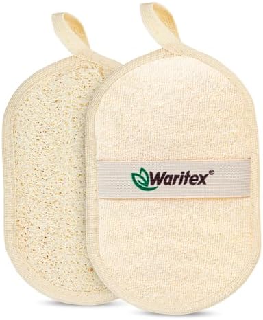 Egyptian Loofah Exfoliating Body Scrubber with Hand Strap, Oval Shower Pads Made from Natural Egyptian Loofah Fibers, Gentle Cleansing for Face and Body, for Men and Women 2 Count (1 Pack)