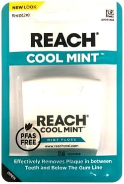 REACH Dental Floss, Cool Mint 55 yds (Pack of 4)