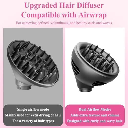 Wave Curl Diffuser for Dyson Airwrap – Dome and Diffuse Modes for Curl Wave Hair, Hair Diffuser Attachment Compatible with Airwrap Styler HS01/05