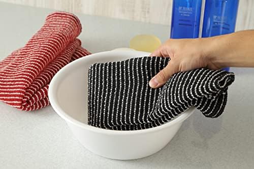 Exfoliating Washcloth [Made in Japan] Extra Long Exfoliating Towel Special Texture Makes Fluffy Foam Lather, Back Scrubber, Dead Skin Cell Remover, Loofah for Women and Men (Black)