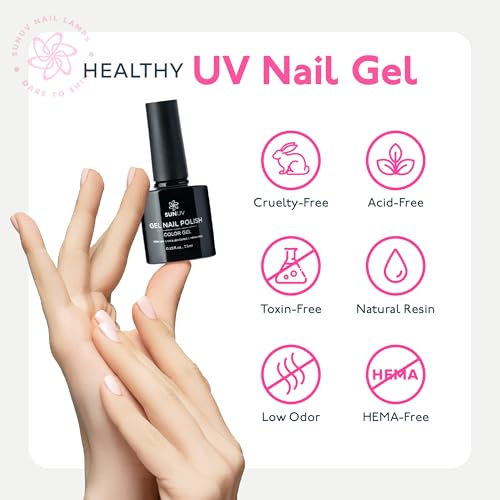 SUNUV Gel Nail Polish Kit with UV Light for Nails SUN2C 48W, 16 Colors Gel Polish Sets, Base and Top Coat with 8 PCS Manicure Tools Gift for Women