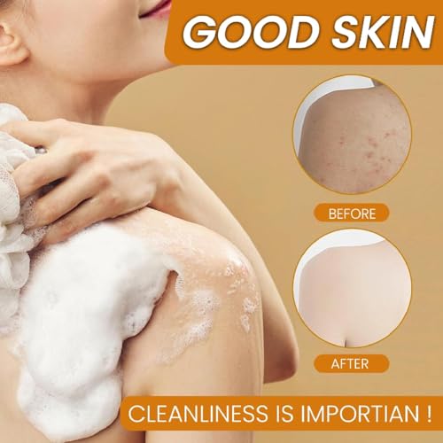 Turmeric Soap + African Net Sponge, Lemon Turmeric Kojic Soap Bar and Exfoliator Bath Sponge Set for Face and Body, Deep Cleansing Exfoliating Moisturizing Smooth Skin