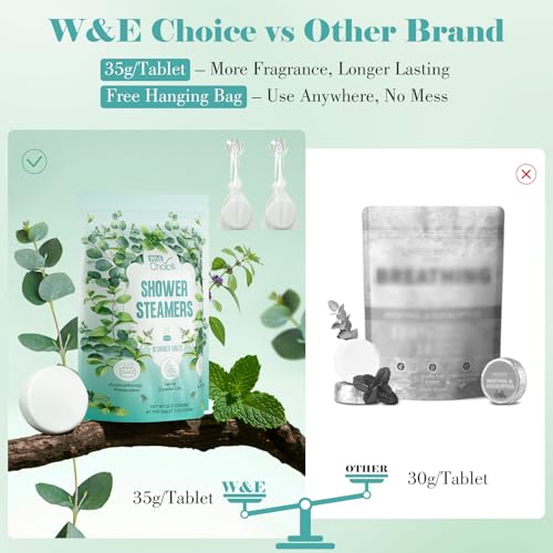 W&E Choice Shower Steamers Aromatherapy - Shower Bombs Birthday Gifts for Women, Eucalyptus Mint Essential Oils for Daily Relaxation & Stress Relief, Gift for Women & Men, Mom, Teen 18 Pack
