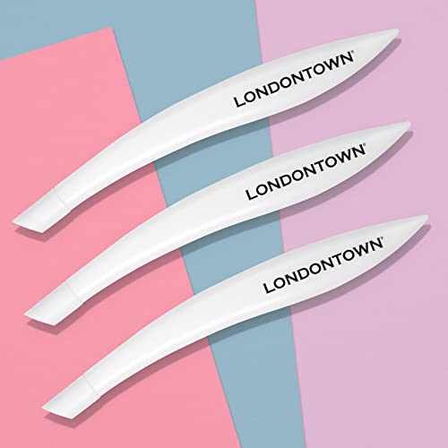 LONDONTOWN Cuticle Pusher Tool with Rubber Finish Tip Bevel Edge Professional Grade Plastic Precision Fingertip Nail Scrapper Manicure Stick Tool