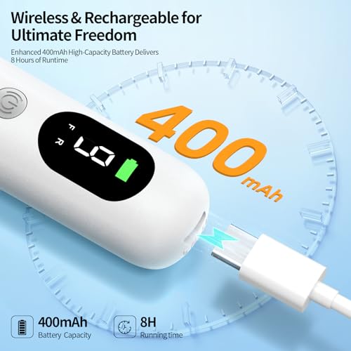 Electric Nail Drill Kit Professional - 9 Speed Cordless Electric Nail File with LED Display, Portable Nail Drill Machine for Acrylic Gel Nails, Hand Feet Trimmer Buffer Tool for Women Men Baby White