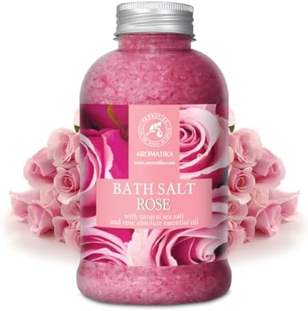 Rose Bath Salts 21.16 Oz - Natural Rosewood Oil & Rose Extract - Best for Relaxing - Good Sleep - Beauty - Bathing - Body Care - Wellness - Relax - Aromatherapy - Spa - De-Stress Bath Salts 600g