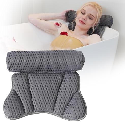 Luxury Bathtub Pillow, Mesh Bath Pillow with Suction Cups Bath Pillow for Women Relaxing, Bath Pillows for Tub Neck and Back Support,Fits All Bathtub