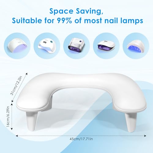 LIONVISON Arm Rest for Nails Tech U Shaped - Comfortable Manicure Nail Hand Rest Pillow Cushion, Nail Armrest Stand for Acrylic Nail Art Tech, Quick Installation, White