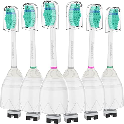 Toothbrush Replacement Heads for Philips Sonicare E-Series, Essence, Elite, Advance, CleanCare Screw-on Electric Toothbrush Heads HX7022/66, 6 Pack