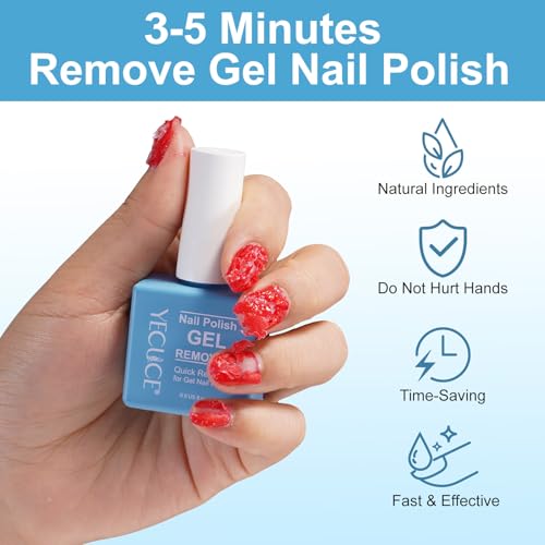 Gel Nail Polish Remover, (2PCS) Gel Polish Remover No Need for Foil, Soaking or Wrapping, Remove Nail Polish within 3-5 Minutes, No Hurt 0.5 Fl Oz