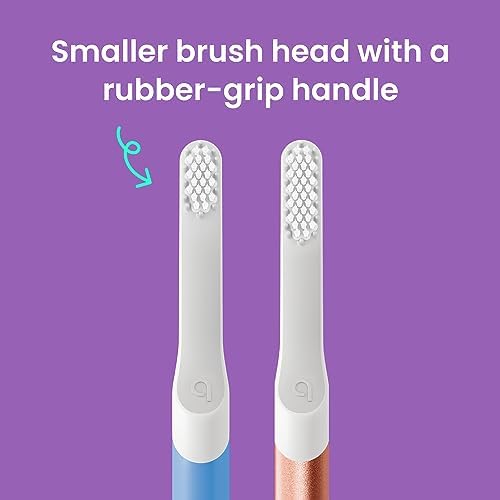 Quip Sonic Toothbrush for Kids - Timed Electric Toothbrush with Small Replaceable Brush Head - Soft Bristles, Rubber Handle, 3 Month Battery Life - Travel Toothbrush - Blue
