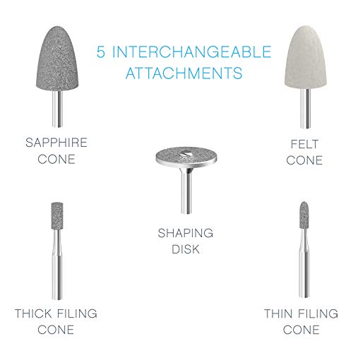 Pure Enrichment PureNails Express Cordless Manicure and Pedicure System - Portable, Battery-Powered Nail File with 5 Interchangeable Attachments, 2 Speeds and Storage Bag - Ideal for Travel & Home