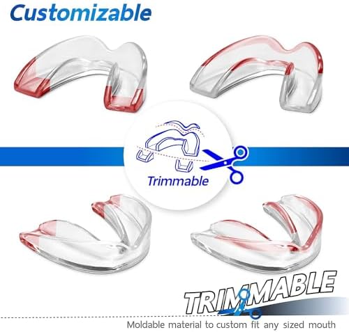 Mouthguard - One Size Fits All Premium Set of 6 BPA Free Moldable, Customizable and Trimmable Medical Grade Mouth Guard for Grinding Teeth Clenching Bruxism, Sport Athletic, Whitening Tray