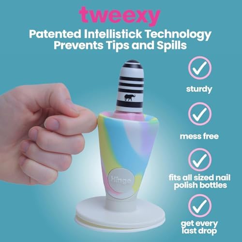 tweexy Hinge Untippable Nail Polish Bottle Holder | Anti-Spill Nail Polish Holder Stand, Tilted, IntelliStick Airlock Suction | Fingernail Painting, Nail Art Tools | Nail Polish Accessories (Unicorn)