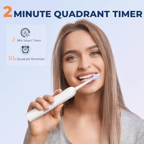 Electric Toothbrush-Oscillation&Vibration Sonic Electric Toothbrush for Adults with 6 Brush Heads for Travel & Teeth Care, 48000VPM Motor 4 Cleaning Modes 2 Min Timer