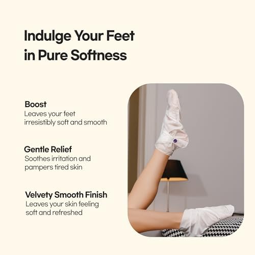 Epielle Hydrating Foot Masks 6 Pairs, Deep Moisturizing Socks for Dry Feet & Cracked Heels, Relieve and Soften with Shea Butter & Jojoba Oil, Korean Skin Care, Spa Set, Self Care Gifts for Women