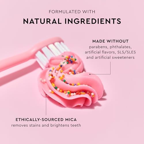 Moon x Sprinkles Birthday Cake Flavored Toothpaste, Fluoride Free - Sugar & SLS Free Toothpaste - Low-Foaming, Gentle on Gums & Enamel - with Hints of Vanilla Buttercream (4.2 Oz)