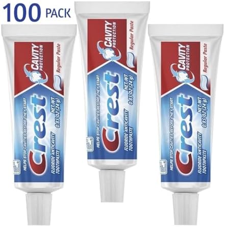 Travel Size Crest Toothpaste Bulk Amenities and Toiletries for Hotel, Vacation Rental and Airbnb 100 Pack, 0.85 fl oz Tubes