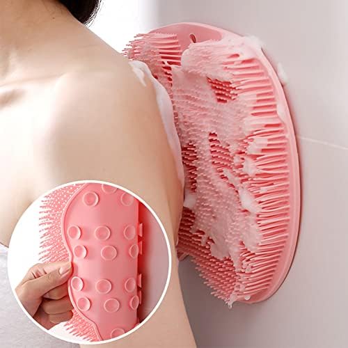 Shower Foot Scrubber Mat with Non-Slip Suction Cups, Foot Back Cleaning Pad Back Washer Exfoliating Bath Wash Pad, Wall Mounted Slip Suction Cups for Use in Cleaner Men and Women (Blue)