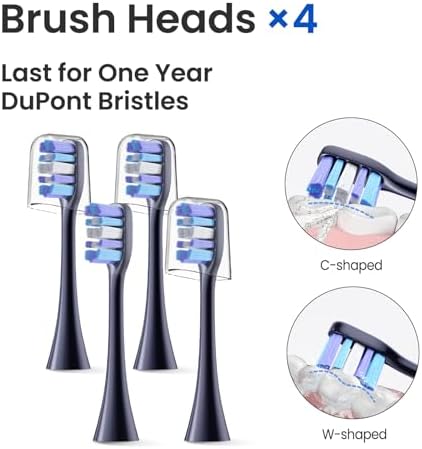 Sonic Electric Toothbrush for Adults&Teens - 180 Days Battery Life, Seamless Button&48000RPM Rechargeable Tooth Brush, 4 Replacement Heads for Deep Clean/Smart Timer/4 Brushing Modes/IPX8