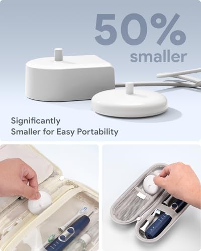 Electric Toothbrush Travel Charger Replacement Slim Compatible with Philips Sonicare HX Series Electric Toothbrush, Inductive Mini Portable Charger Base-Type C(White)
