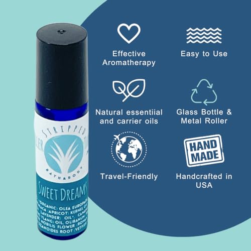 SWEET DREAMS Roll On Relaxation Aromatherapy | Night Time Unwind Support Blend w/Lavender, Neroli & Chamomile Essential Oils | Stocking Stuffer Idea