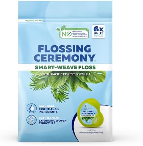 | Expanding Woven Dental Floss | Smart-Weave Floss | Vegan | Natural | Non-Toxic & PFAS Free | Eucalyptus & Manuka | Hilo Dental para Dientes | 55 Yards x 6 Units