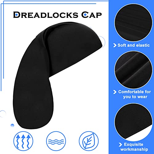 Tatuo 4 Pieces Unisex Jumbo Dreadlock Cap Long Hair Dreads Head Wrap Sleeping Cap Hair Accessories Sleep Bonnet for Men Women (Black)