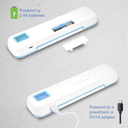 UV Toothbrush Sanitizer and Holder, Portable Travel Case and Cover, Toothbrush Cleaner Powered by AA Battery or USB-C, Fits Most Brushes