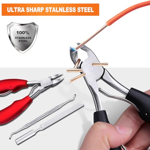 Toenail Clippers for Seniors Thick Toenails, Podiatrist Toenail Nipper, Professional Nail Clippers, Sharp Curved Blade, Ergonomic Non-Slip Long Handle, Toenail Clippers for Men Women Elderly