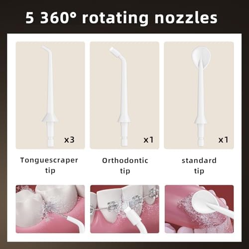 Tooth Flosser, 4 Modes, Portable 320ml Large Tank Water Flosser Oral Cleaner IPX7 Waterproof Cleaning Flosser for Home Travel （White