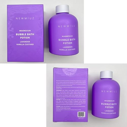 Magnesium Bubble Bath Lavender Vanilla Long Lasting Foaming Bath for Sore Muscles Epsom Salt Moisturizing Relaxing Stress Relief Spa Gift for Women
