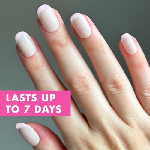 Olive & June Super Stick Mani Press-On Nails | Short, Round | No Glue Needed | 32 Tab Nails in 16 Sizes | Non-Toxic Tabs | Easy On-Off, Non-Damaging | Realest Look | 7-Day Wear | Glazed French