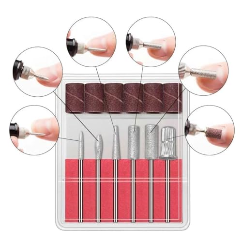 SIGNI 6Pc Nail Drill bits Set,Professional Nail Art Tools Set for Acrylic Art,Manicure & Pedicure Crystal Nail Files, Nail Drill Bits, Sanding Bands Perfect for Nail Salons & Beauty (Standard, 1)