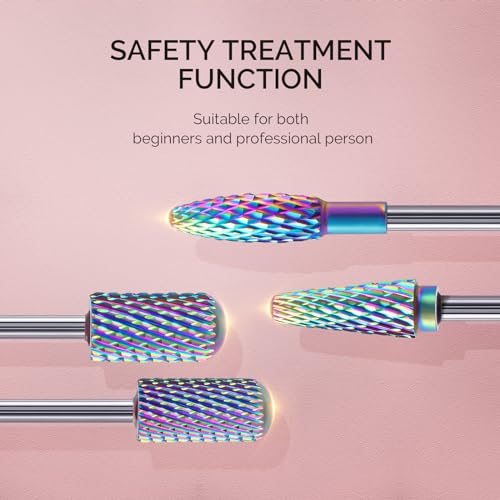 MelodySusie Nail Drill Bits Set, 10pcs Tungsten Carbide Nail Bits for Nail Drill E-file, 3/32 inch Bits Manicure Pedicure Remover Tools for Acrylic Gel Nails, Salon Home Nail Care Supplies, Colorful