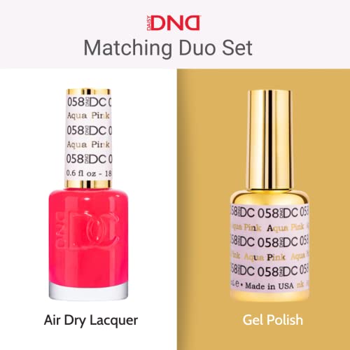 DND DC Gel Polish Set, Pink Collection, UV/LED Gel Polish and Air Dry Nail Lacquer, Matching Chip-Free Polish Duo, 277 Fluorescent Pink, 0.5 Fl Oz