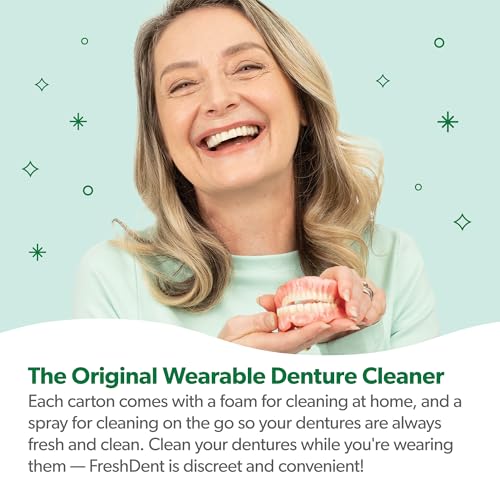 EverSmile FreshDent Denture and Partial Denture Cleaner + Teeth Whitening Spray – Travel Size Alternative to Cleaning Tablets That Eliminates Bacteria and Fights Bad Breath – 50ml + 10ml Pack