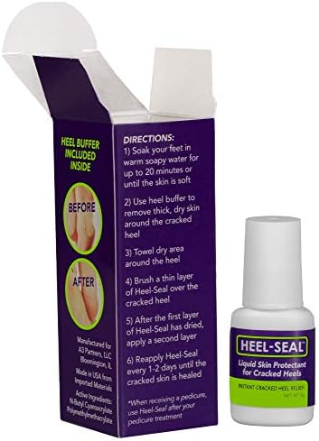 The #1 Liquid Skin Protectant for Cracked Heels, Cracked Feet Treatment, Liquid Bandage, Must-Have Foot Care for Cracked Feet, Calluses, Blisters, Foot Repair, Applicator and Buffer, 1Pk