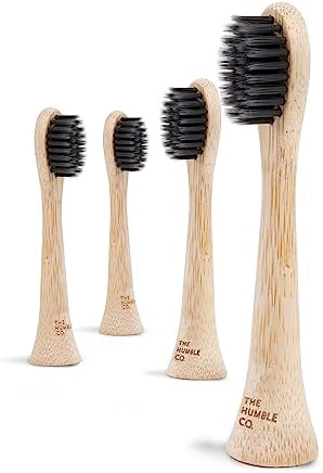 The Humble Co. Plant Based Electric Toothbrush Heads 4pk - Replacement Heads Compatible with Philips Sonicare Toothbrush, Helps Remove Plaque and Eliminate Bad Breath (Charcoal)