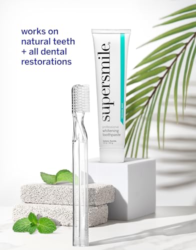 Supersmile Original Mint Whitening Kit - Professional Whitening Toothpaste + Toothbrush - Whitens 3 Shades on Average